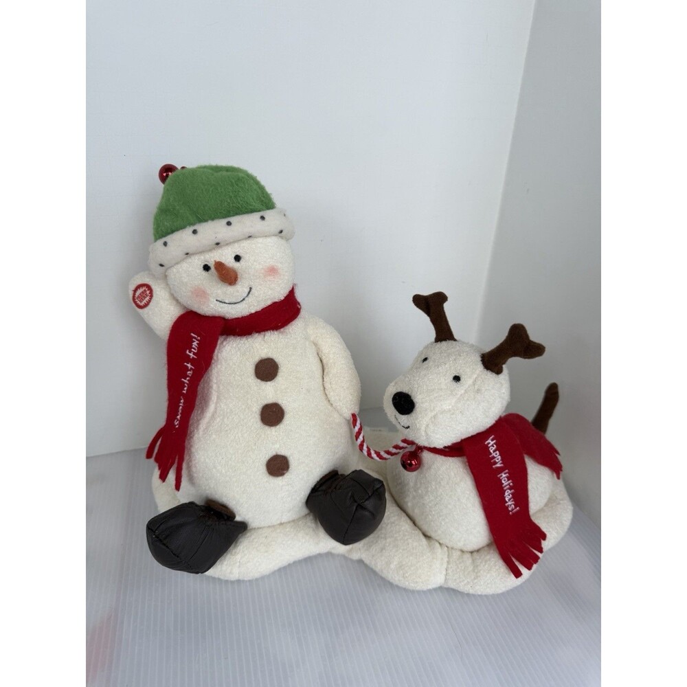 VTG 2004 Hallmark Jingle Pals Animated Musical Snowman Dog Plush Christmas Works